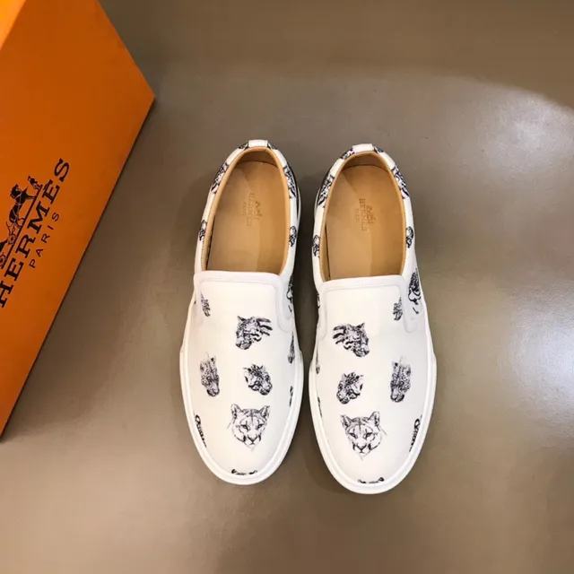 White Animal Print Slip-On Canvas Shoes 9