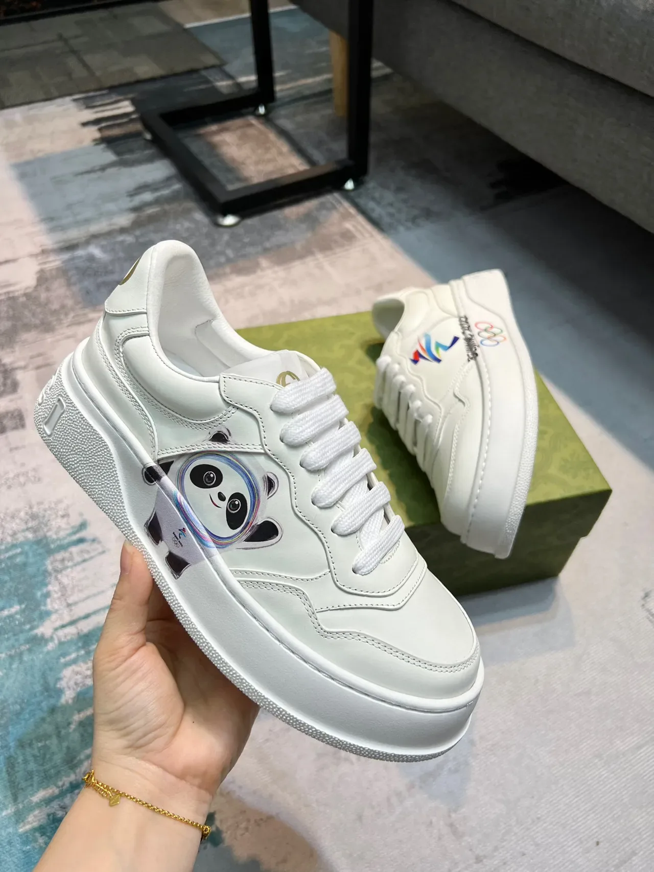 White Beijing 2022 Olympic Logo Platform Lifestyle Sneaker 3