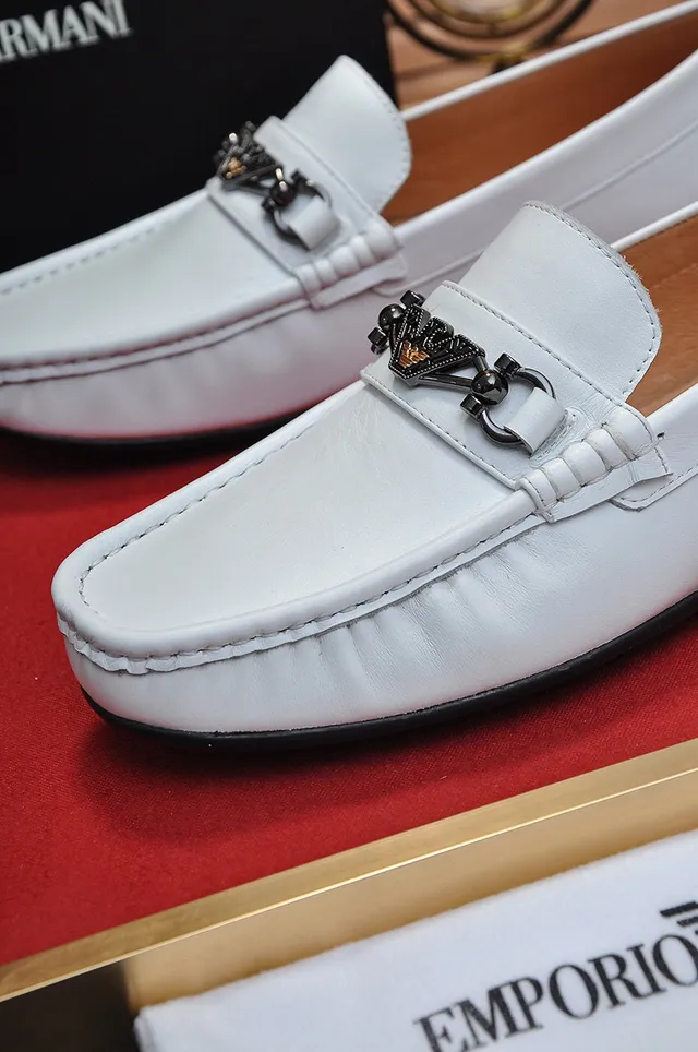 White Black Leather Horsebit Buckle Loafer 3
