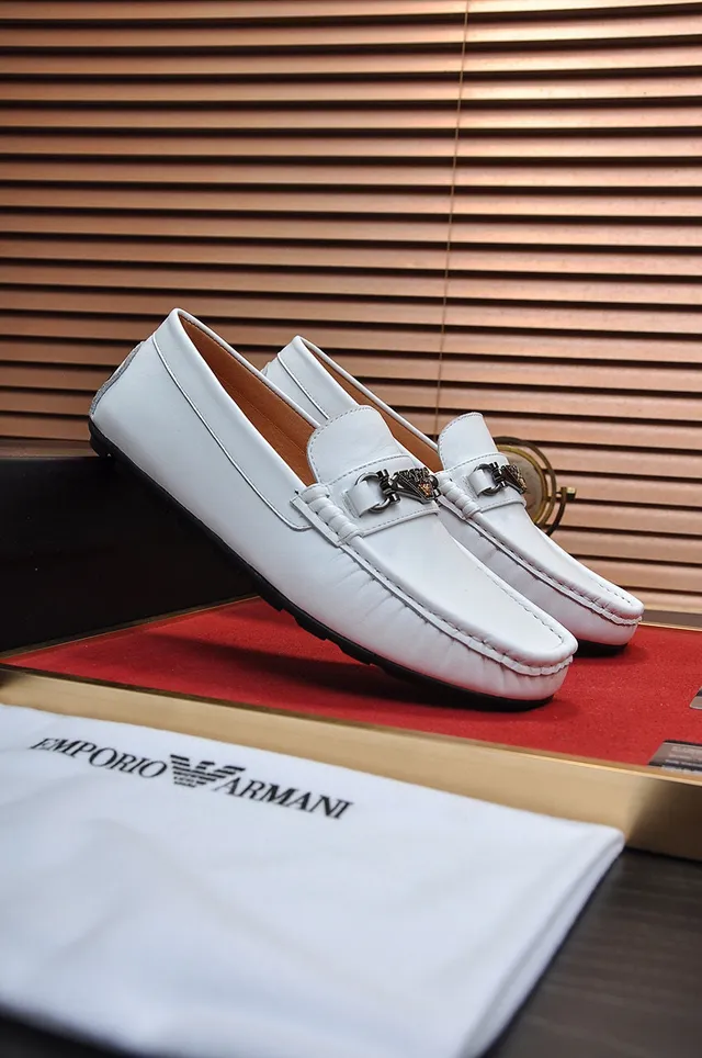 White Black Leather Horsebit Buckle Loafer 4