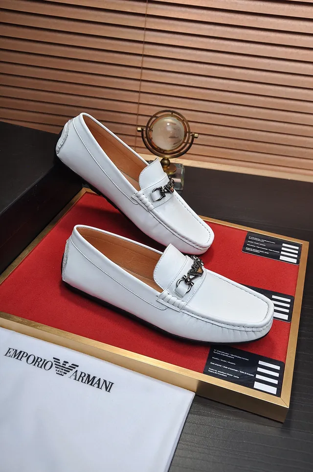 White Black Leather Horsebit Buckle Loafer 6