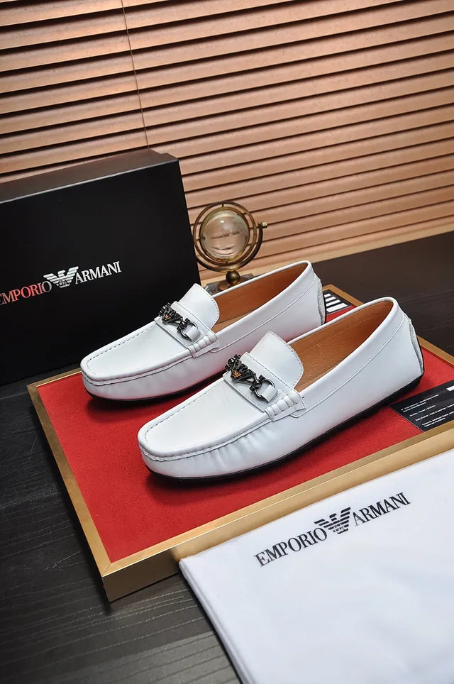 White Black Leather Horsebit Buckle Loafer 8