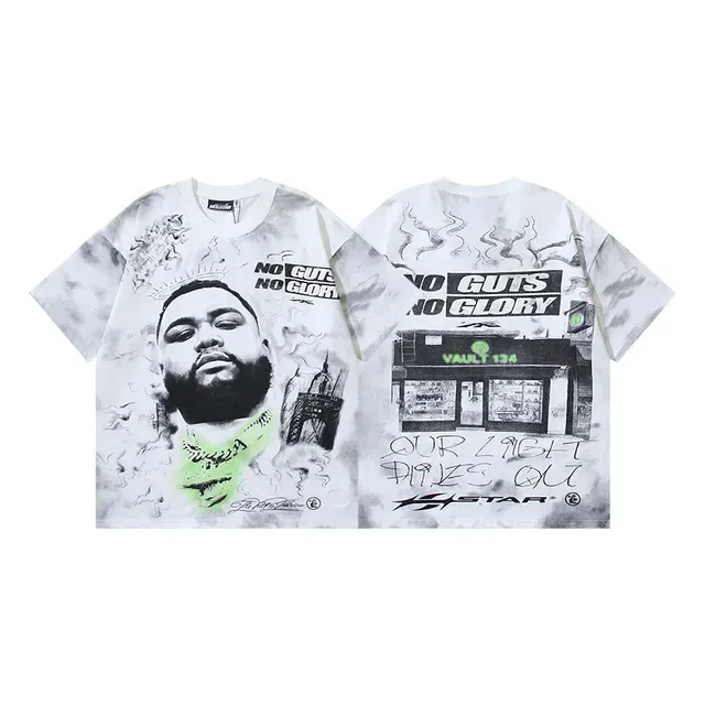 White Black Oversized Fit All-Over Graphic Print T-Shirt 4