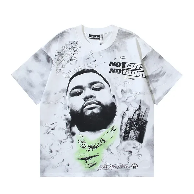 White Black Oversized Fit All-Over Graphic Print T-Shirt 5