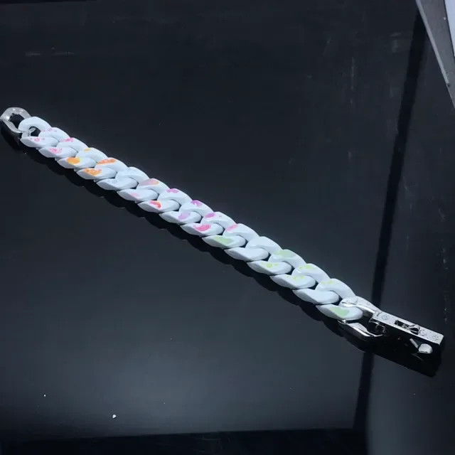 White Enamel-Painted Chunky Curb-Link Bracelet 4