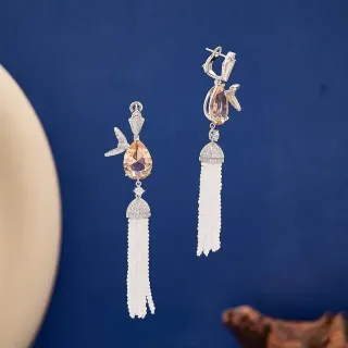 White Gold Drop Teardrop Gemstone Earrings