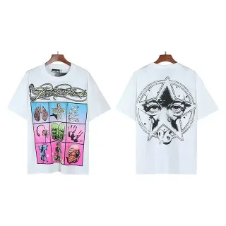 White Graphic-Print Double-Sided Oversized T-Shirt