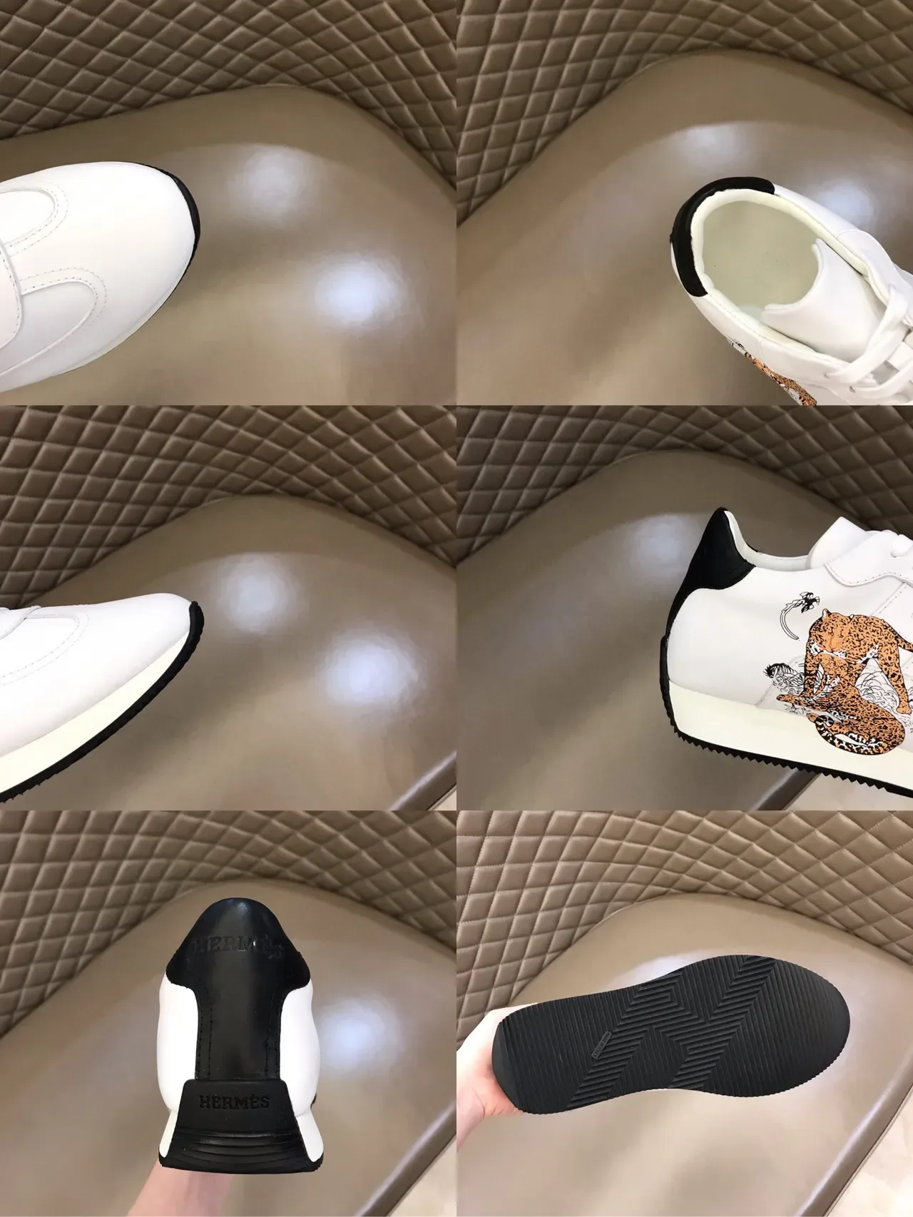 White Leopard Graphic Print Low-Top Sneaker 3