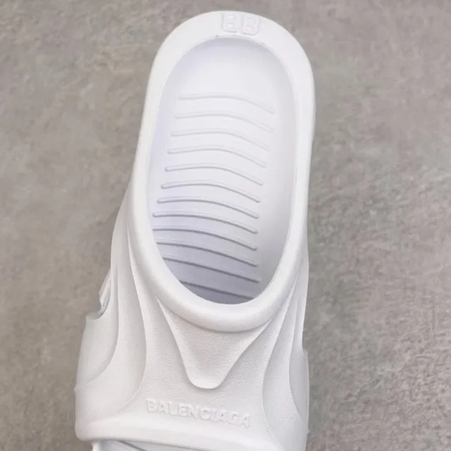 White Molded Monolithic Slide Sandal 6