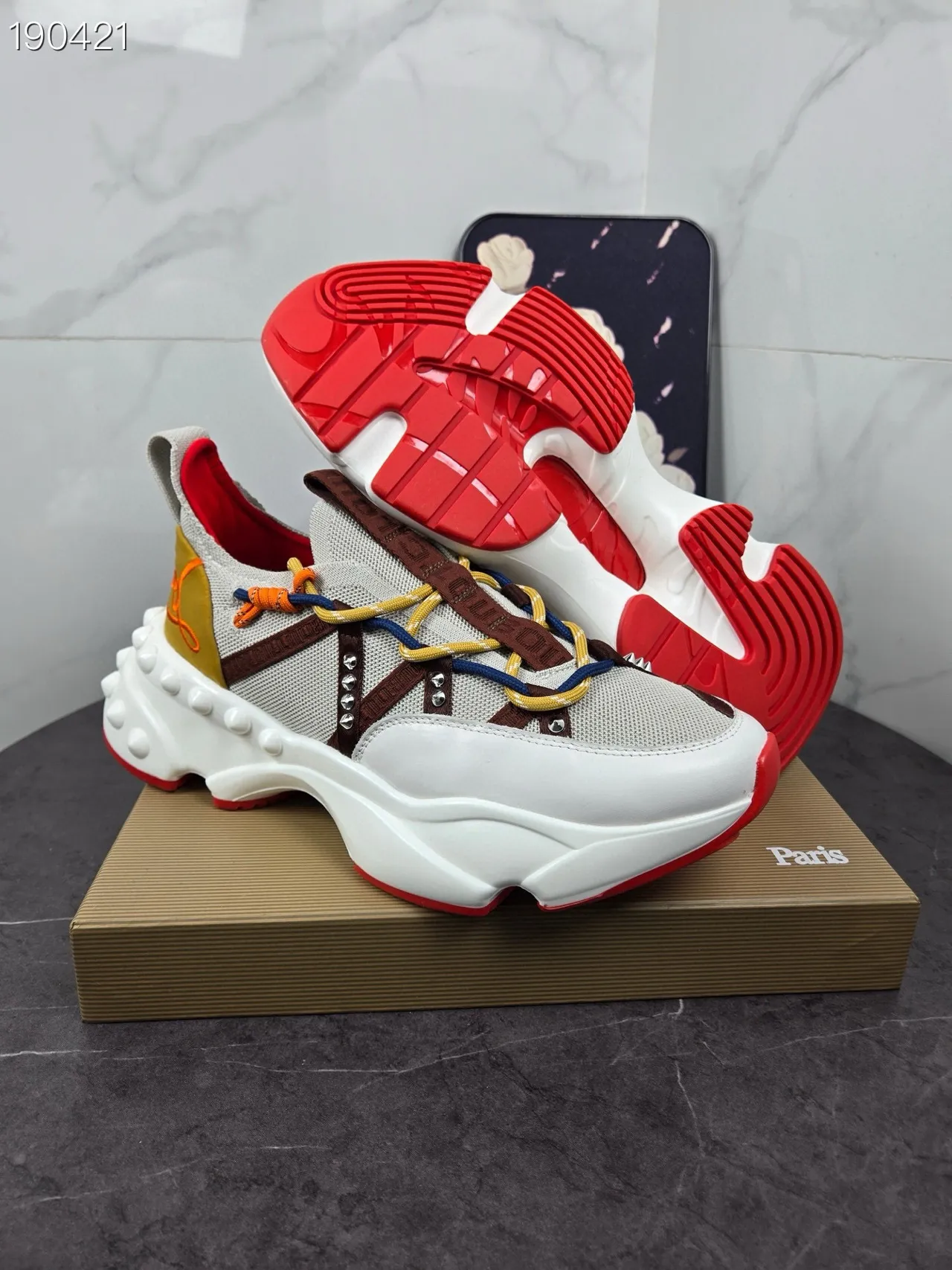 White Multicolor Sculpted Oversized Sole Multi-Strap Overlay System Chunky Sneakers 3