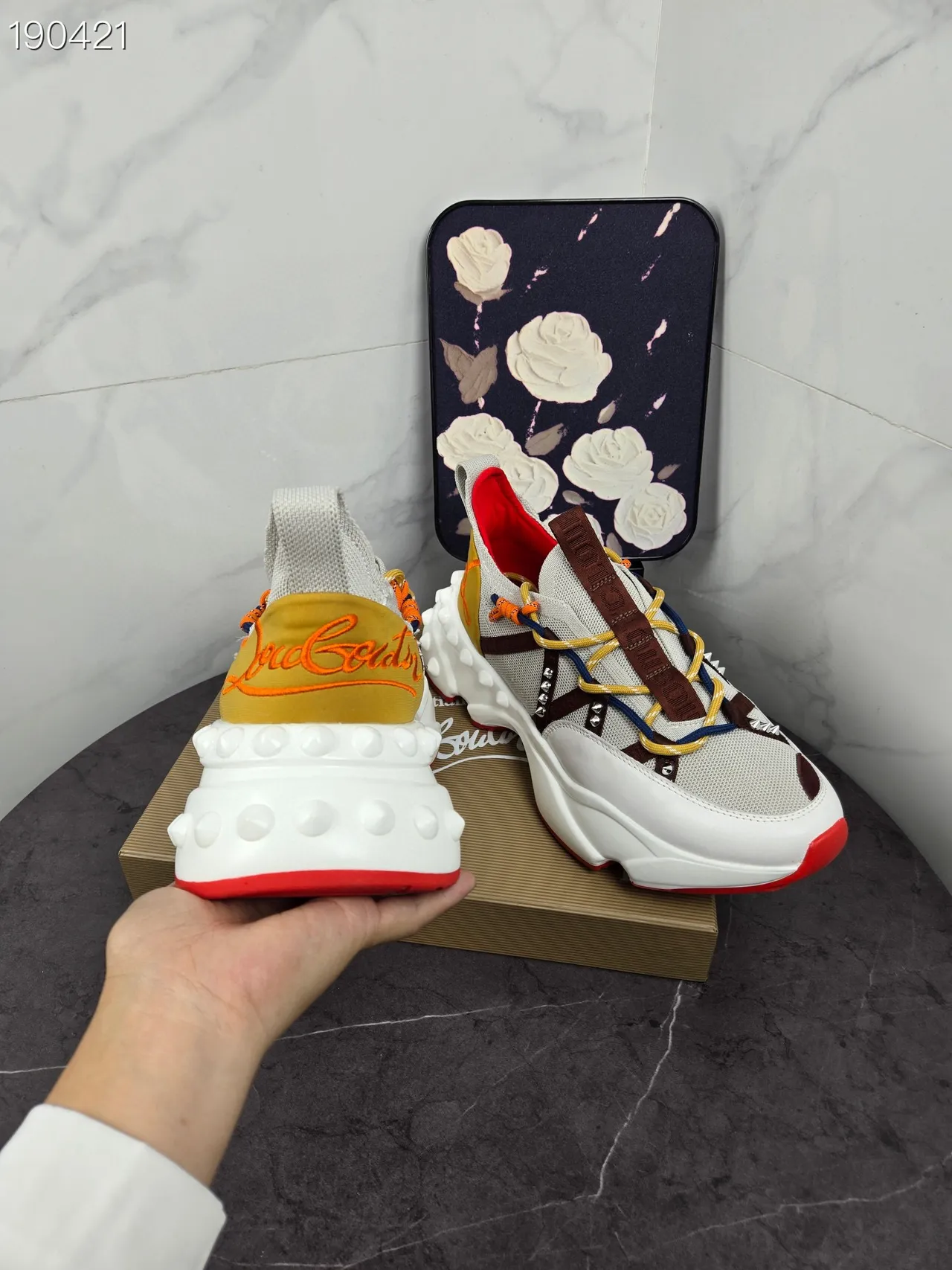 White Multicolor Sculpted Oversized Sole Multi-Strap Overlay System Chunky Sneakers 7