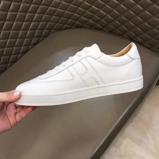 White Orange Clean Leather Upper Stitched H-Shaped Side Panel Lifestyle Sneakers 3