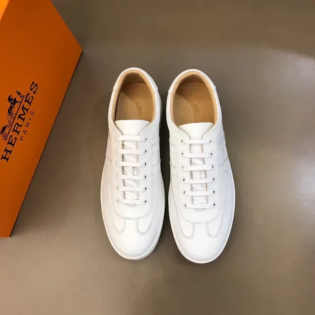 White Orange Clean Leather Upper Stitched H-Shaped Side Panel Lifestyle Sneakers 9