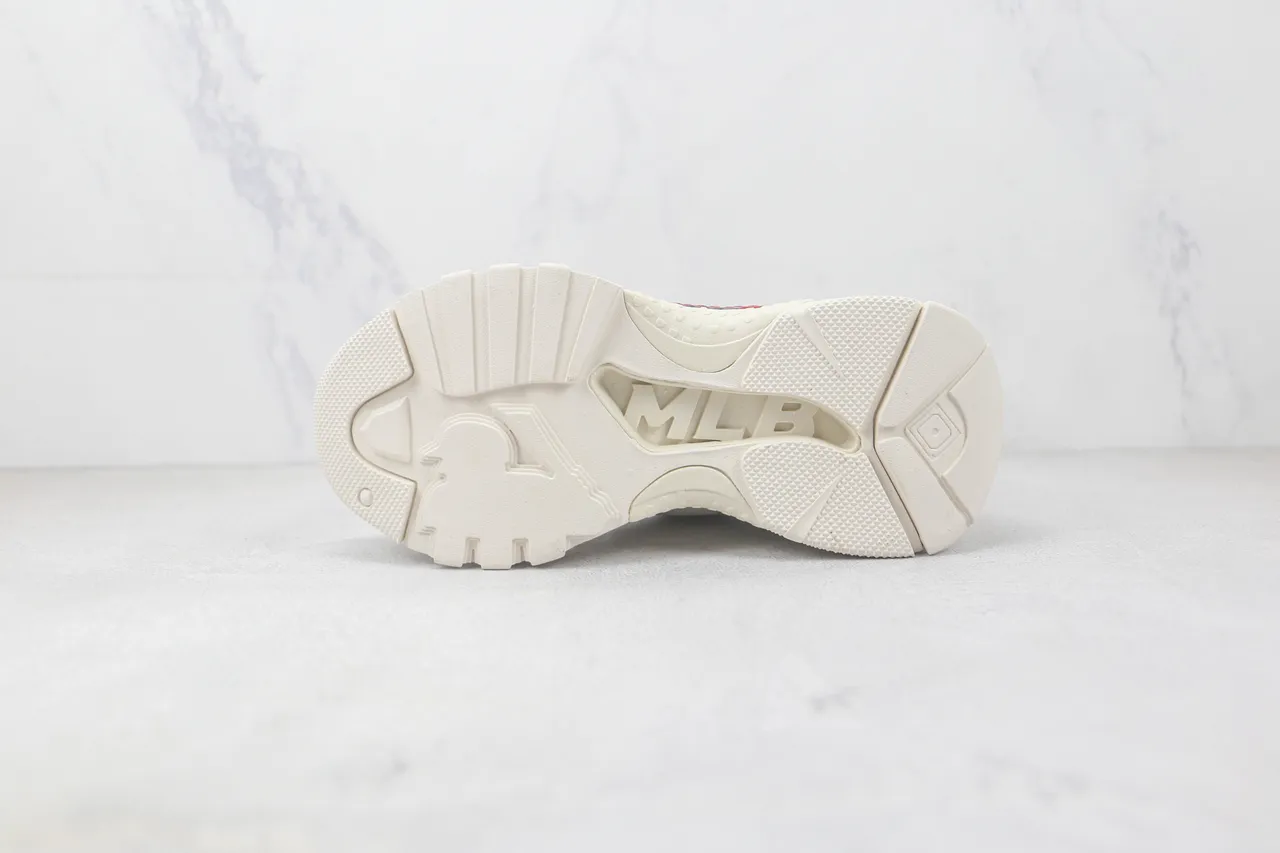 White Red Chunky Sole Leather Upper Sneakers 8