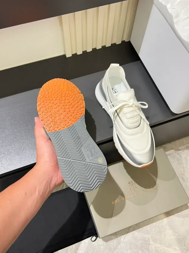 White Silver Knit Sock-Fit Upper Metallic Overlays Lifestyle Sneakers 4