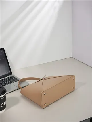 White Structured Top-Handle Geometric Paneling Handbag 4