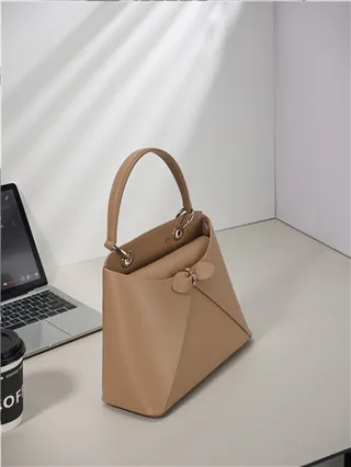 White Structured Top-Handle Geometric Paneling Handbag 9