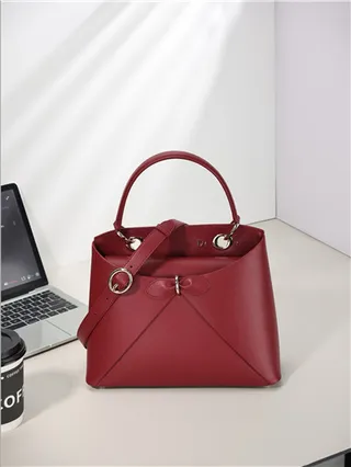 White Structured Top-Handle Geometric Paneling Handbag 19