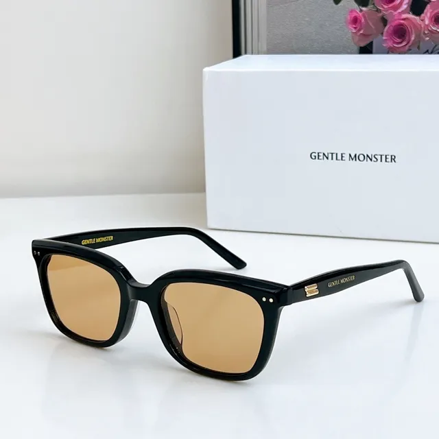 Gentle Monster Black Beige Rectangular Cat-Eye Hybrid Acetate Frame Sunglasses 5