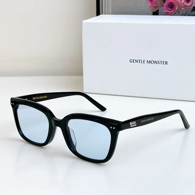 Gentle Monster Black Beige Rectangular Cat-Eye Hybrid Acetate Frame Sunglasses 6