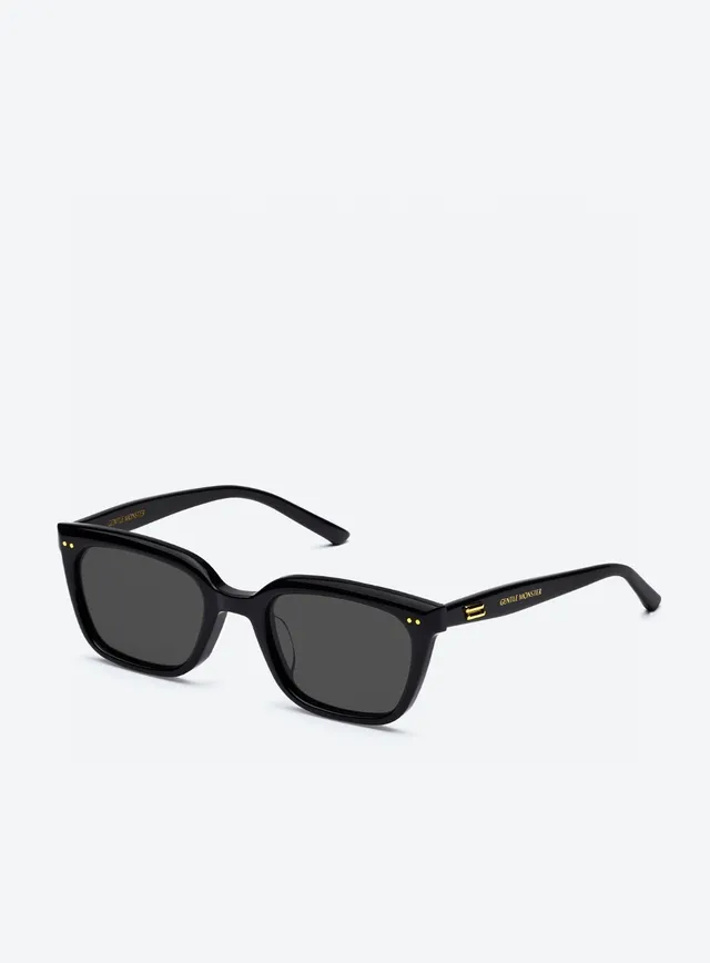 Gentle Monster Black Beige Rectangular Cat-Eye Hybrid Acetate Frame Sunglasses 9