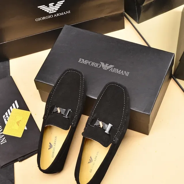 Giorgio Armani Black Yellow Suede Upper Metal Buckle Detail Loafer 3