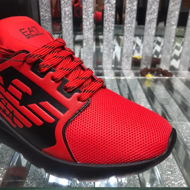 Giorgio Armani EA7 Red and Black Mesh Lifestyle Sneaker 6