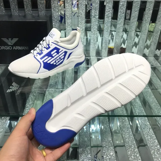Giorgio Armani EA7 White and Blue Logo Panel Lifestyle Sneaker 2