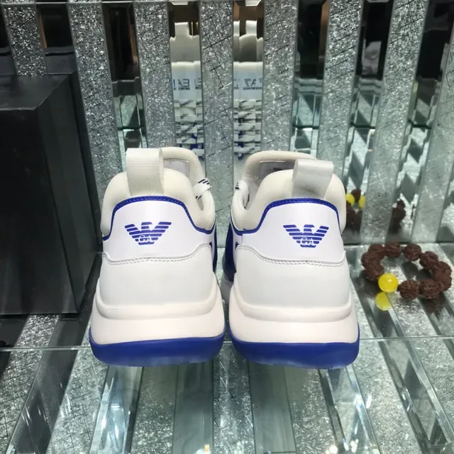 Giorgio Armani EA7 White and Blue Logo Panel Lifestyle Sneaker 3