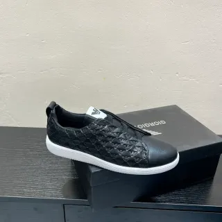 Giorgio Armani Slip-On Quilted Eagle Motif Black Lifestyle Sneakers