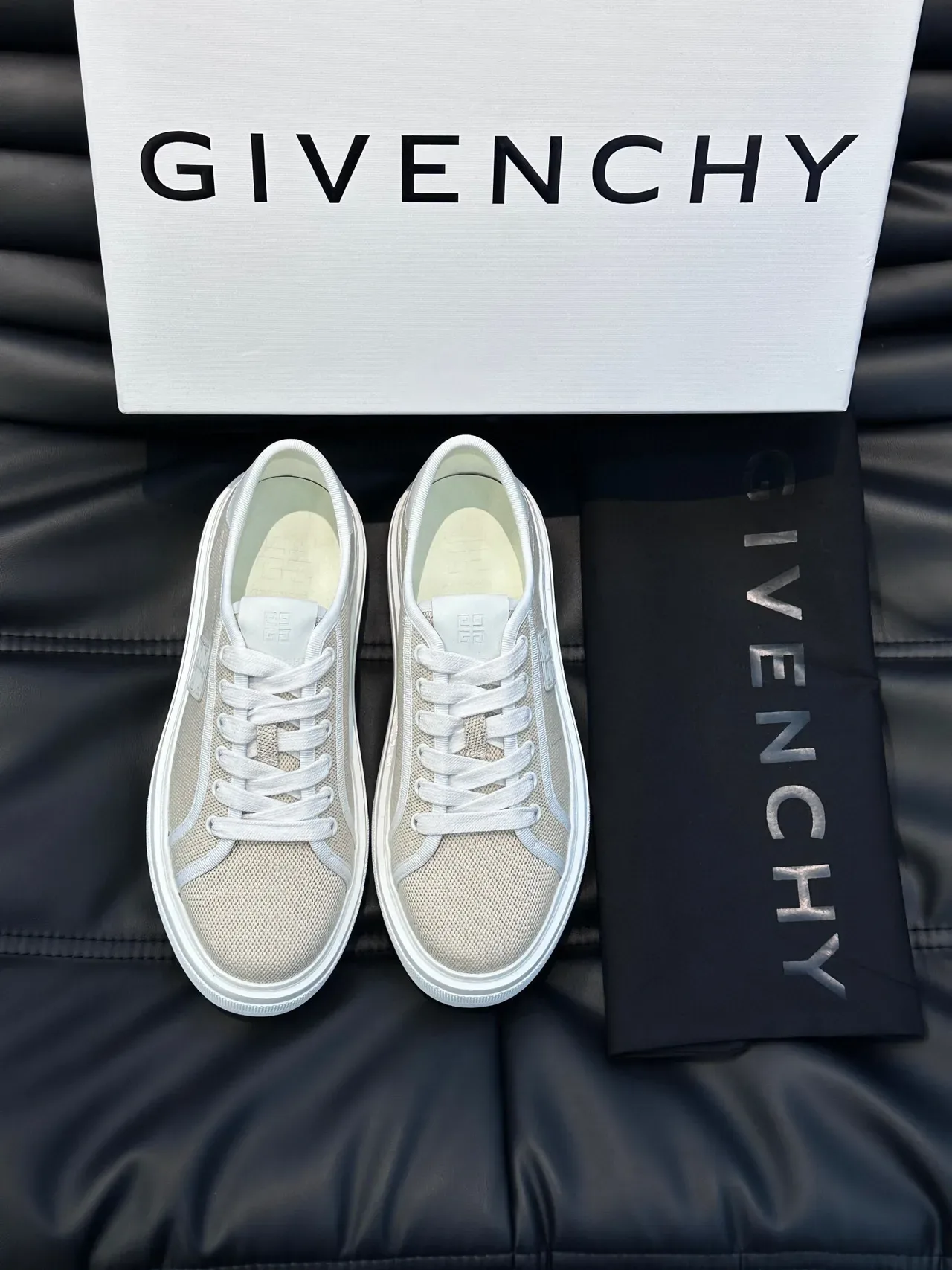 Givenchy Beige White Mesh Upper Rubber Sole Lifestyle Sneakers 3