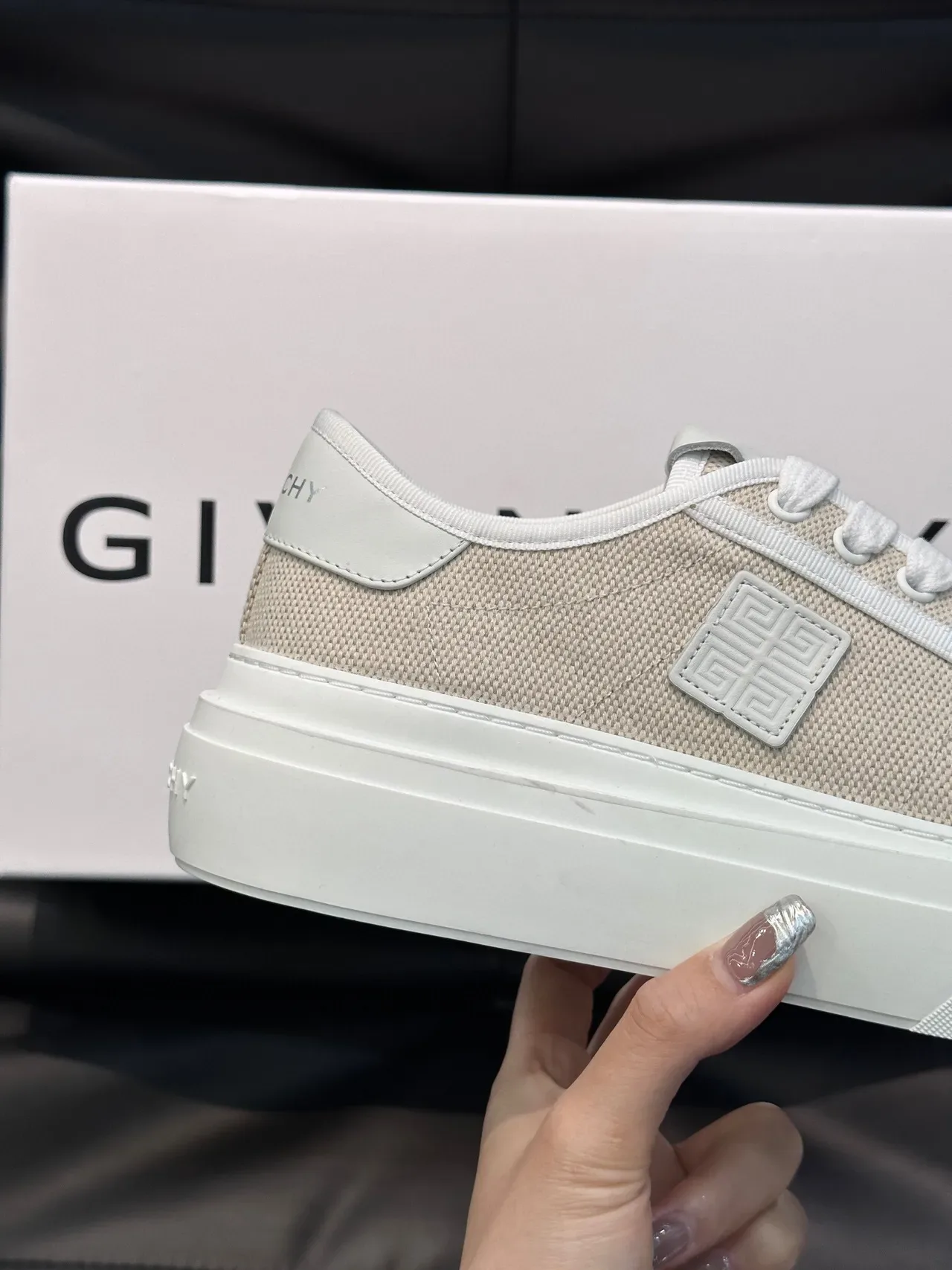 Givenchy Beige White Mesh Upper Rubber Sole Lifestyle Sneakers 5