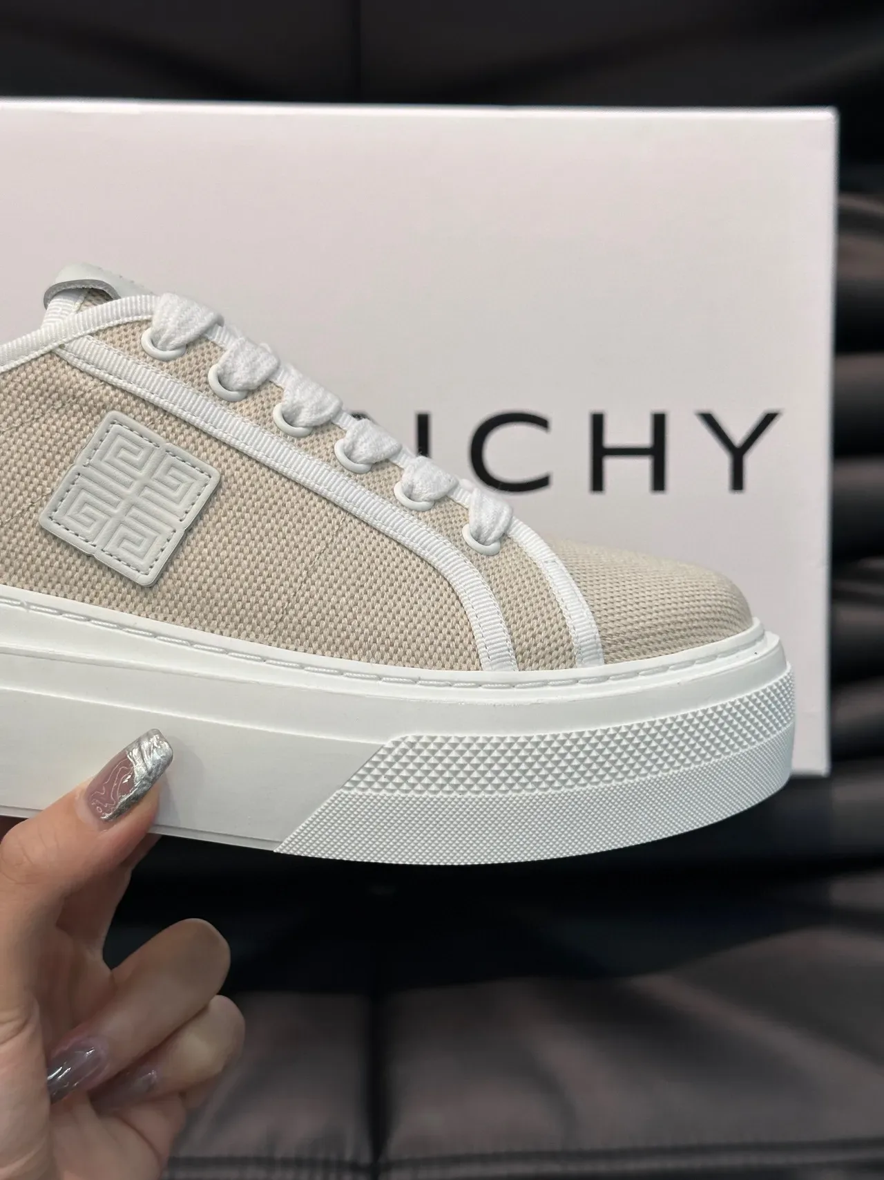 Givenchy Beige White Mesh Upper Rubber Sole Lifestyle Sneakers 6