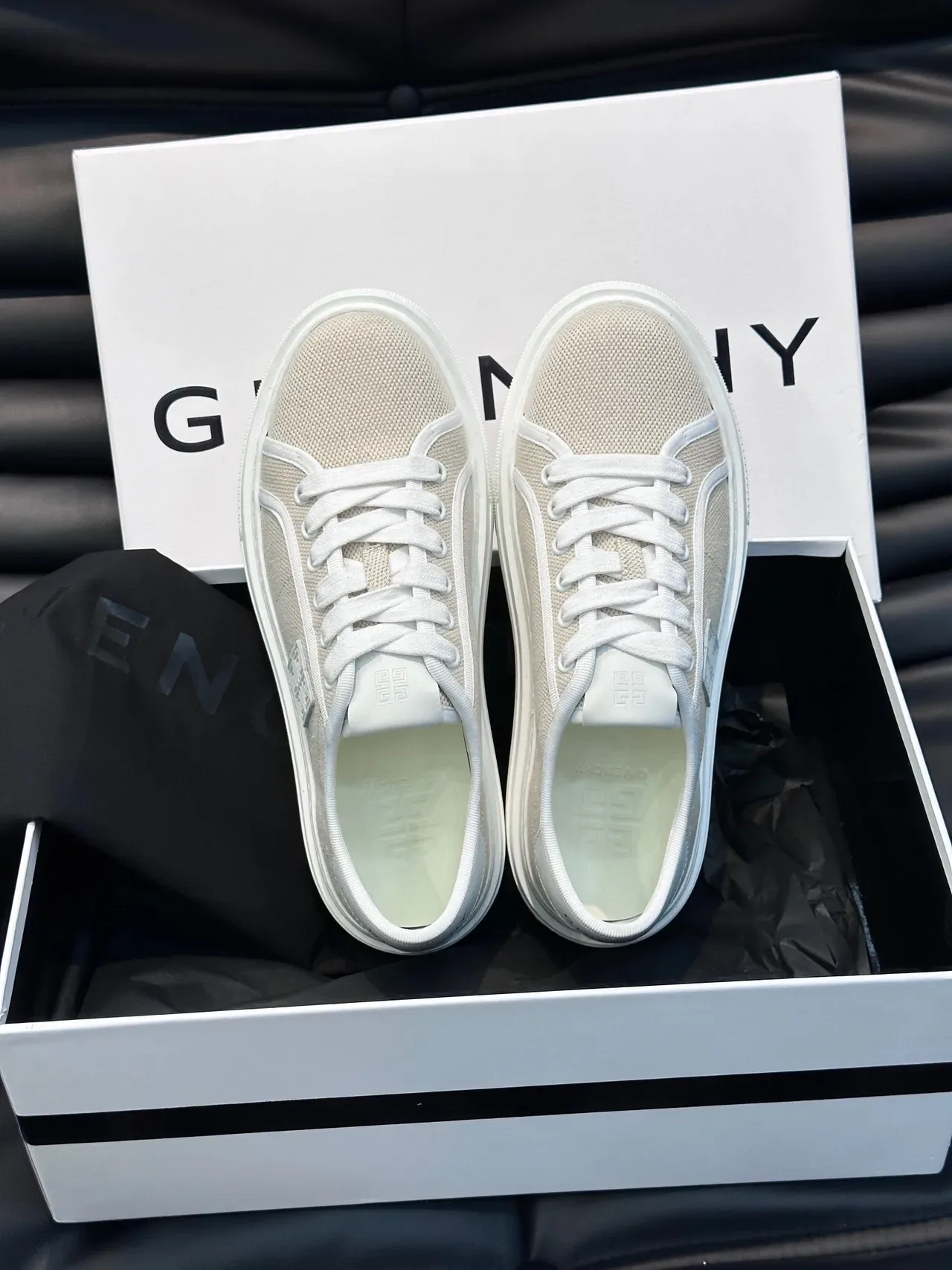 Givenchy Beige White Mesh Upper Rubber Sole Lifestyle Sneakers 7