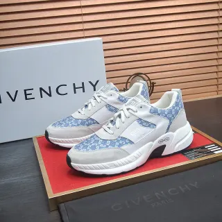 Givenchy سول أبيض أزرق ألواح منسوجة مطبوعة أحذية رياضية سميكة