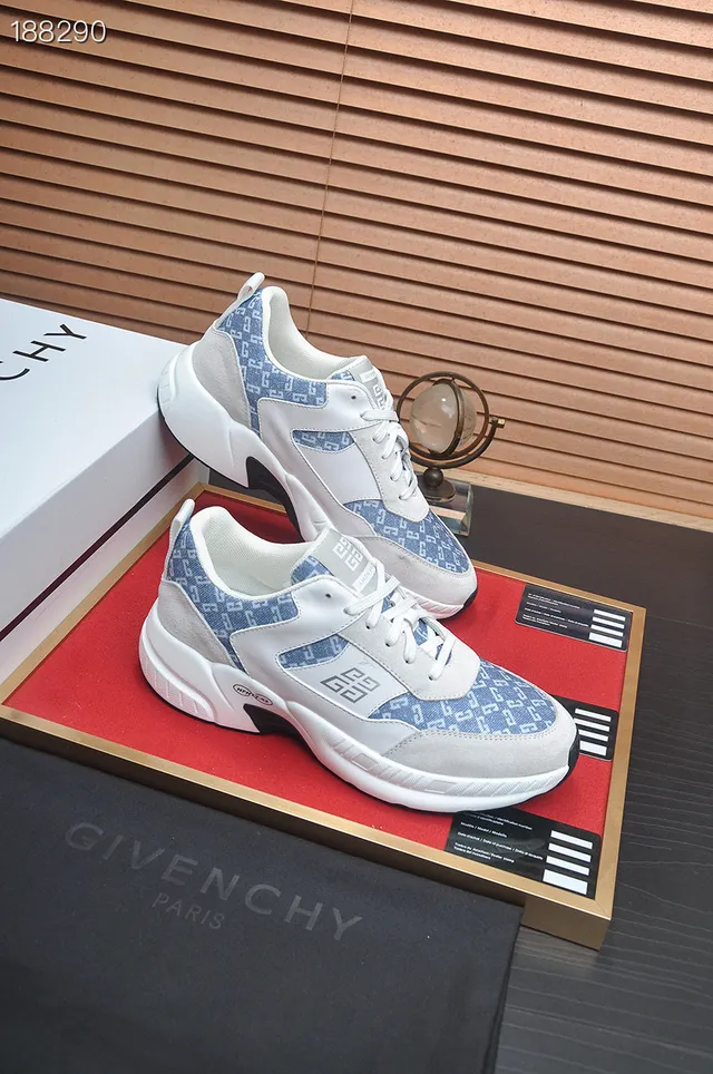 Givenchy سول أبيض أزرق ألواح منسوجة مطبوعة أحذية رياضية سميكة 5