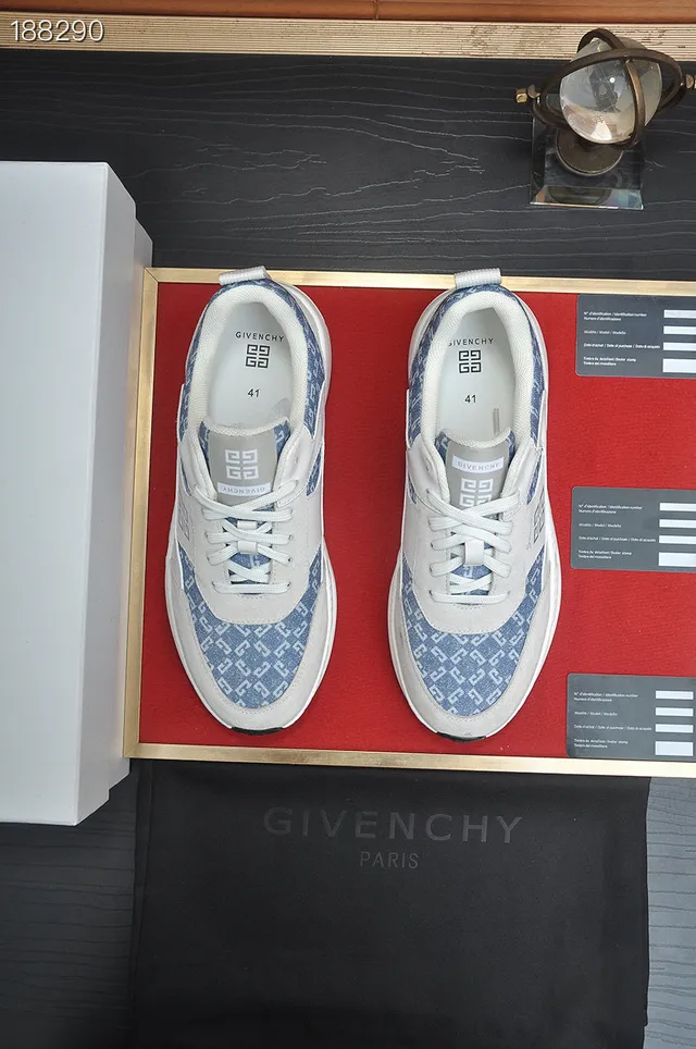 Givenchy سول أبيض أزرق ألواح منسوجة مطبوعة أحذية رياضية سميكة 6