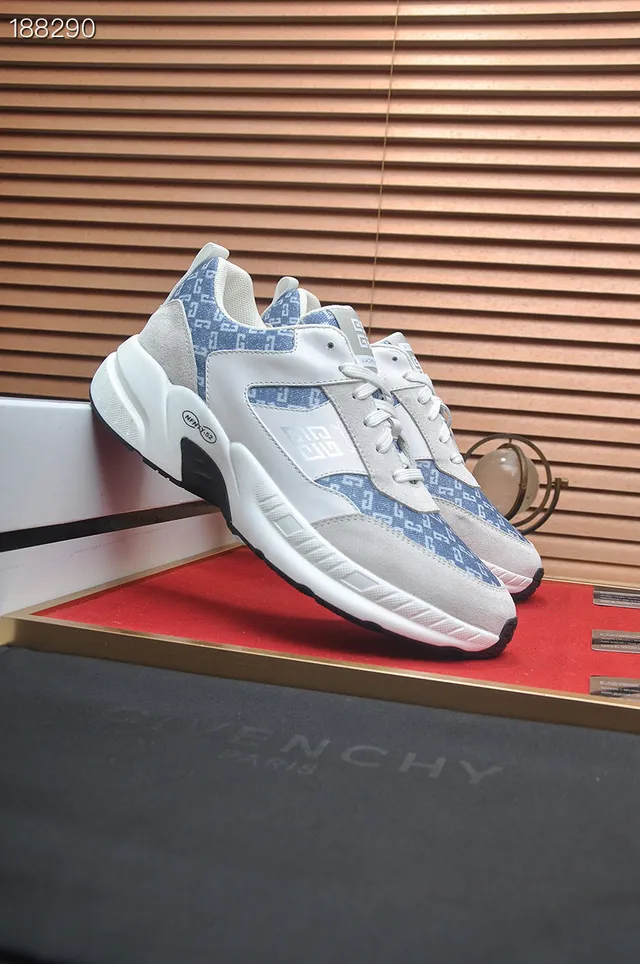 Givenchy سول أبيض أزرق ألواح منسوجة مطبوعة أحذية رياضية سميكة 8