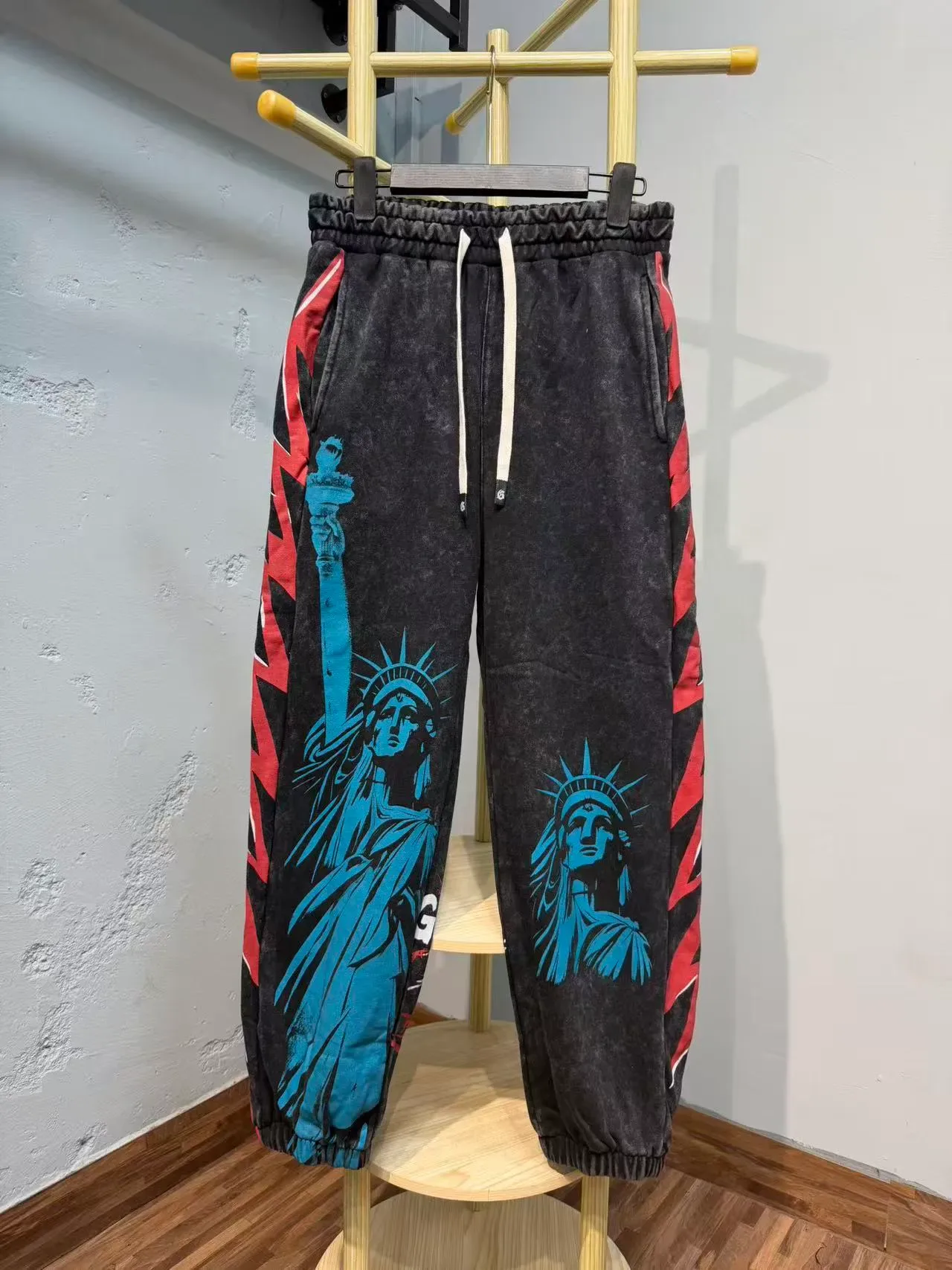 Godspeed Black Red Graphic-Print Acid-Wash Tracksuit 7