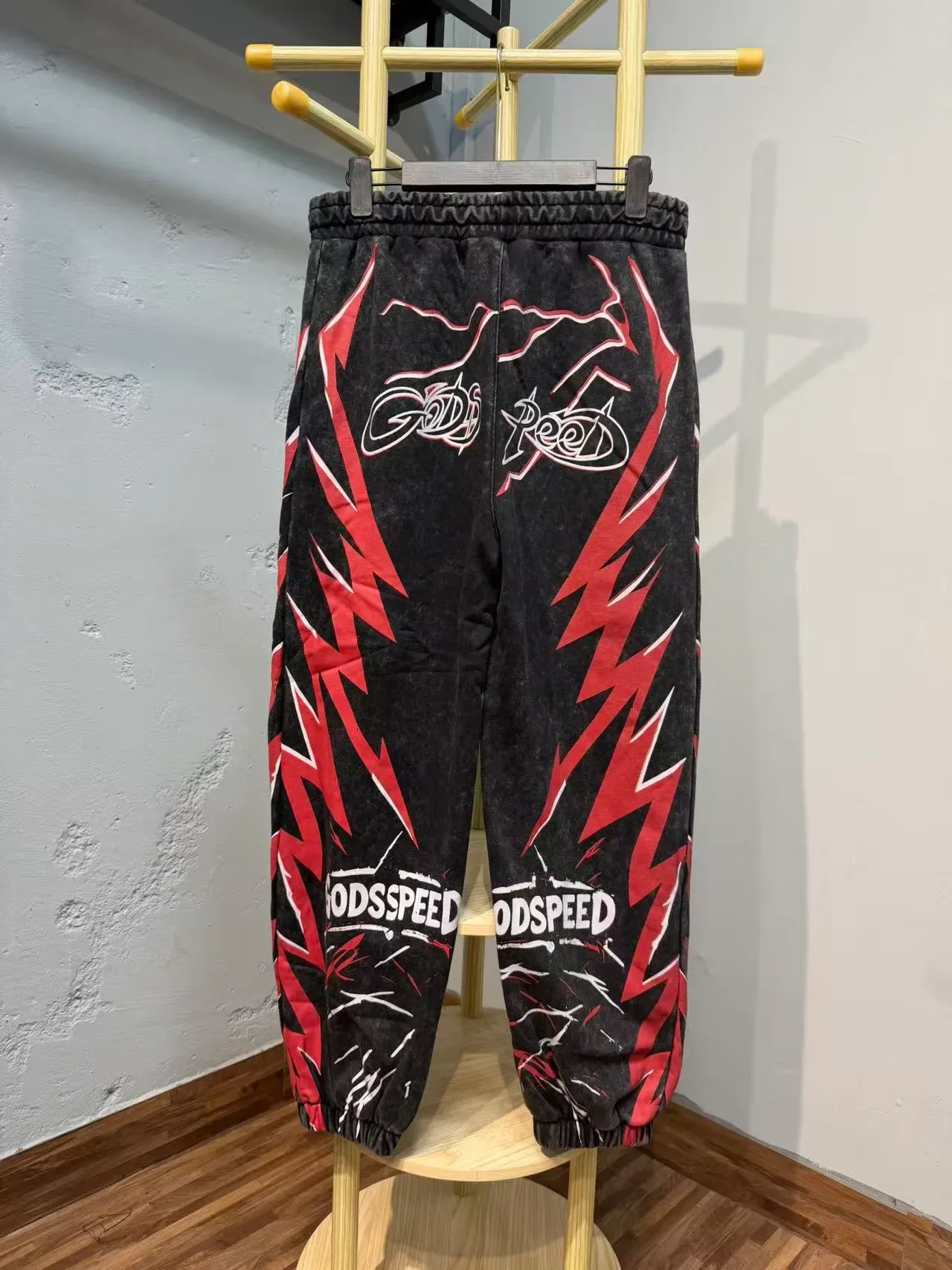 Godspeed Black Red Graphic-Print Acid-Wash Tracksuit 8