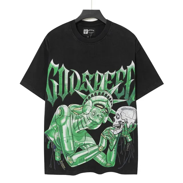 Godspeed Cyberpunk Statue Graphic Black T-Shirt 3