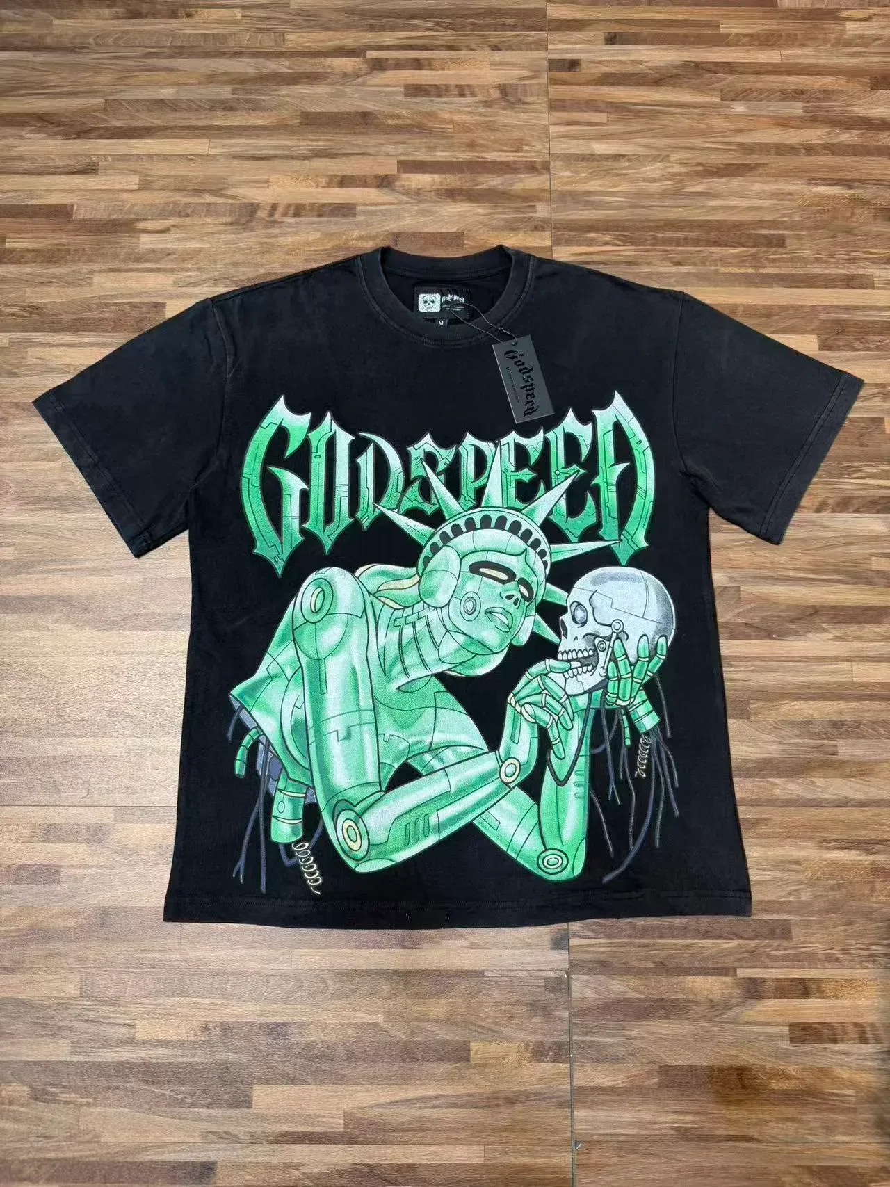 Godspeed Cyberpunk Statue Graphic Black T-Shirt 5