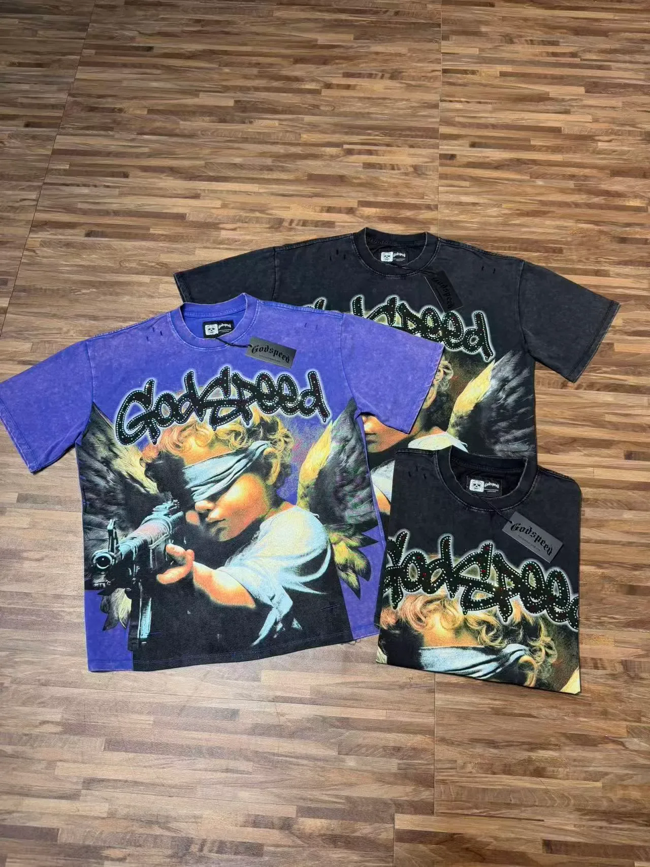 Godspeed Distressed Black Graphic-Print Oversized T-Shirt 3