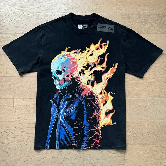 Godspeed Flame Skull Graphic Black T-Shirt 2
