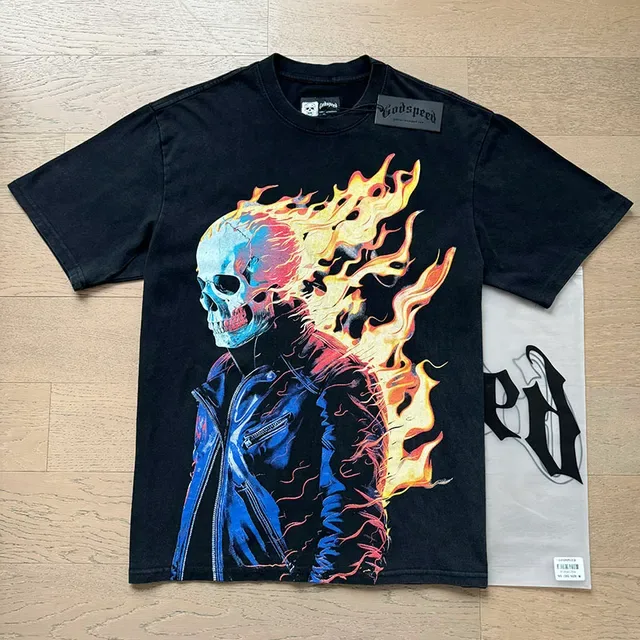 Godspeed Flame Skull Graphic Black T-Shirt 3