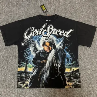 تي شيرت Godspeed أسود بطباعة جرافيك