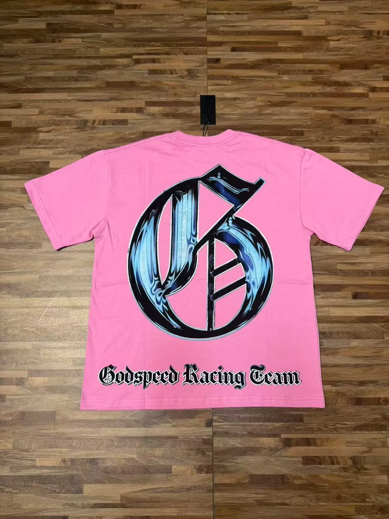 Godspeed Graphic-Print Hooded Face Motif Pink T-Shirt 6