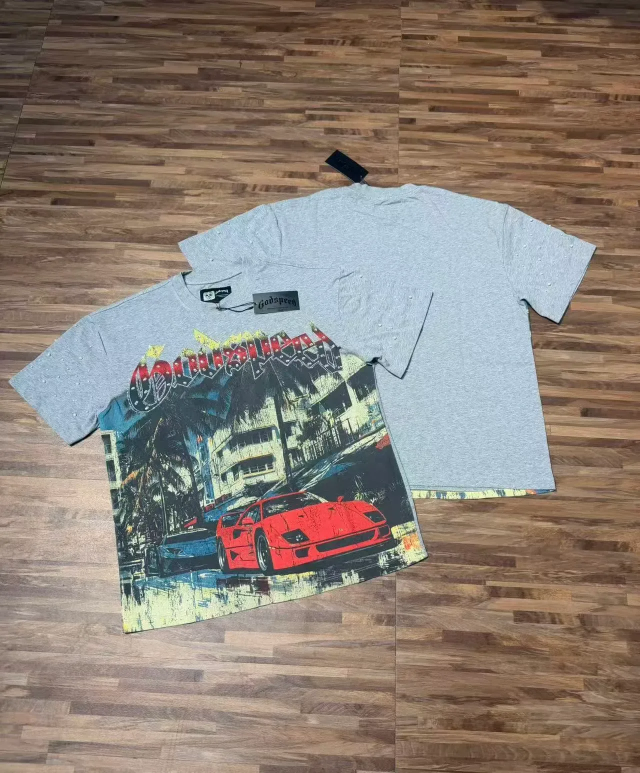 Godspeed Graphic Print Rhinestone Sleeve T-Shirt 5