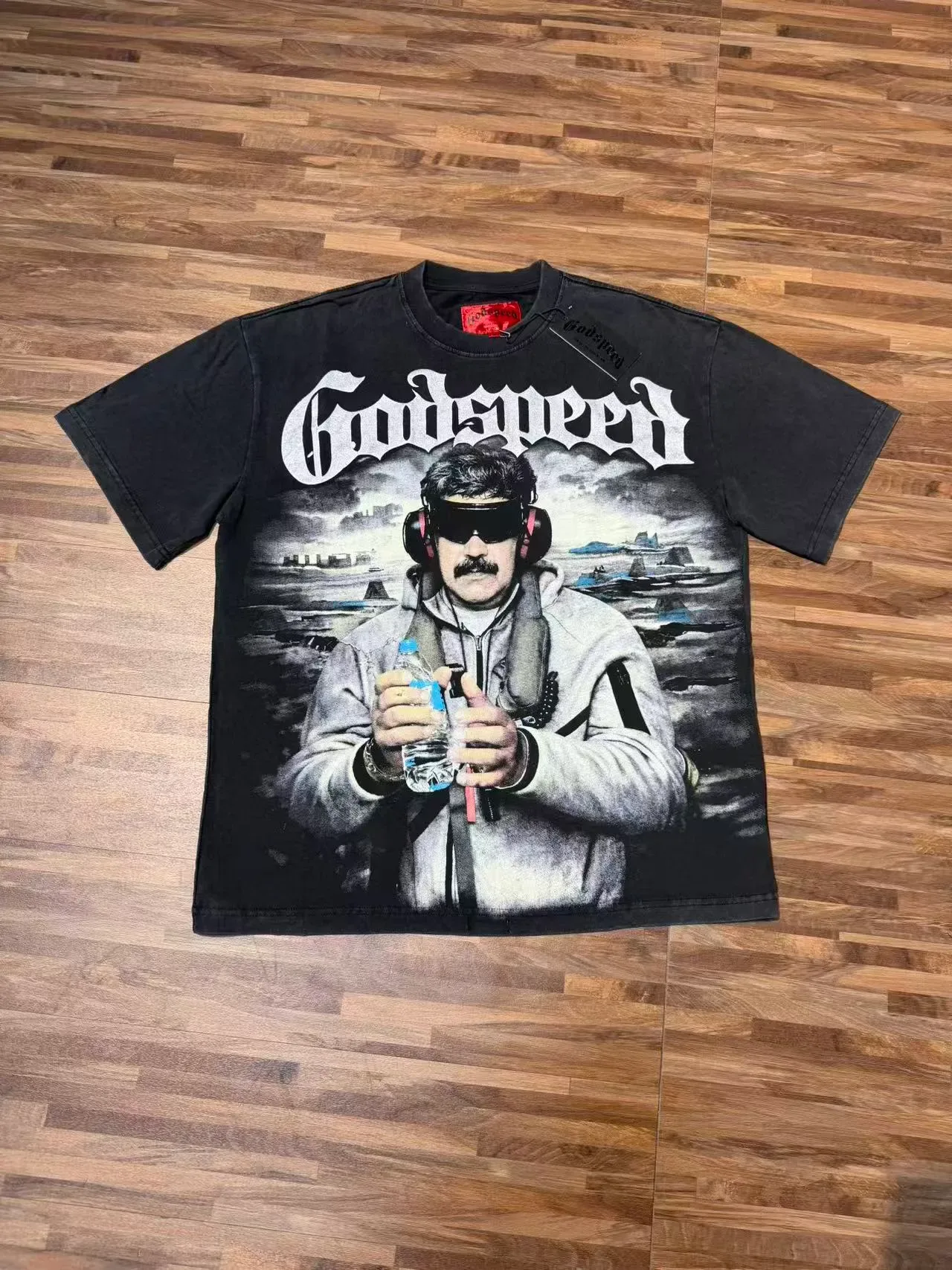 Godspeed Graphic-Print Washed Black T-Shirt 6