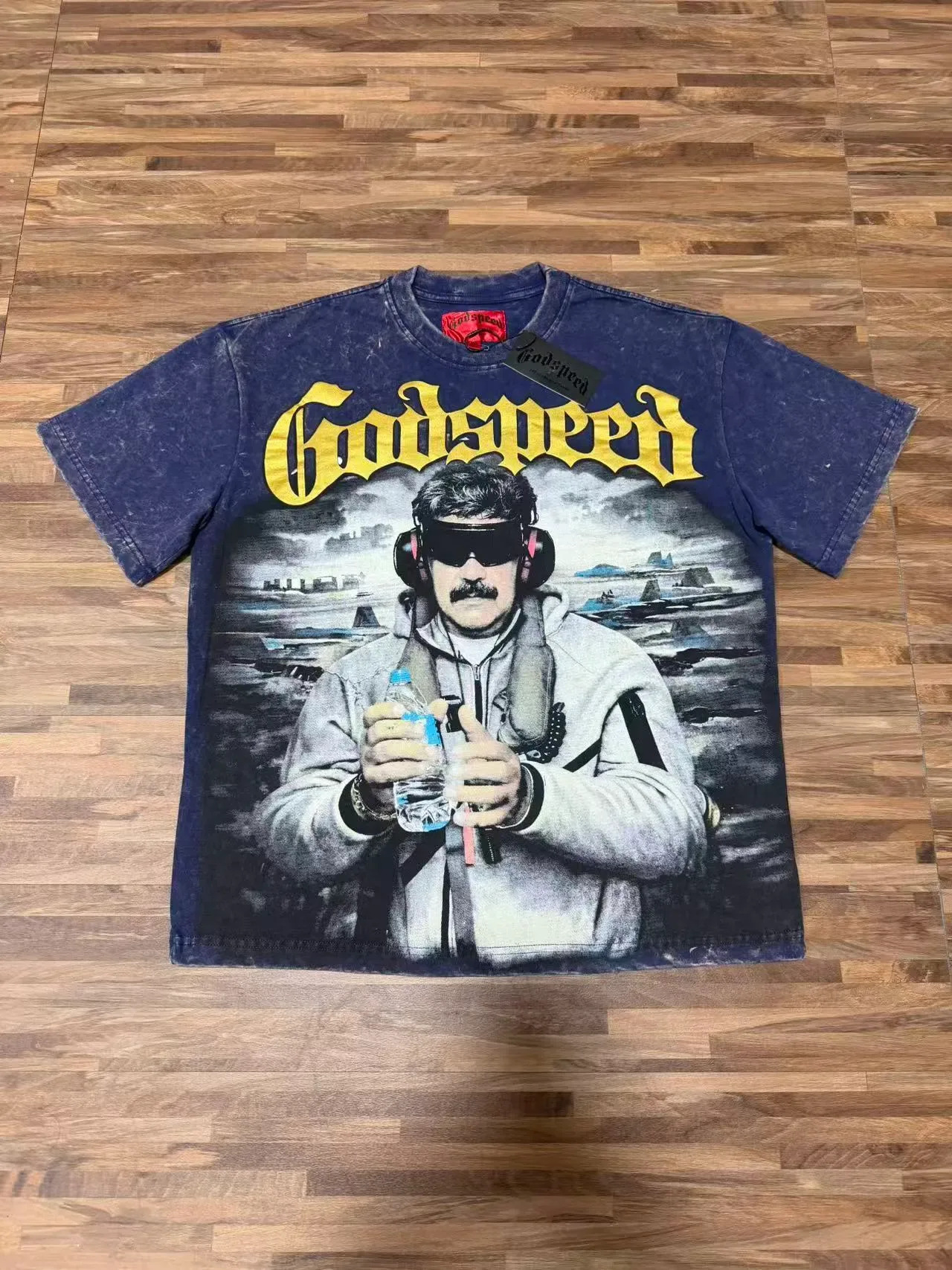 Godspeed Graphic-Print Washed Black T-Shirt 8
